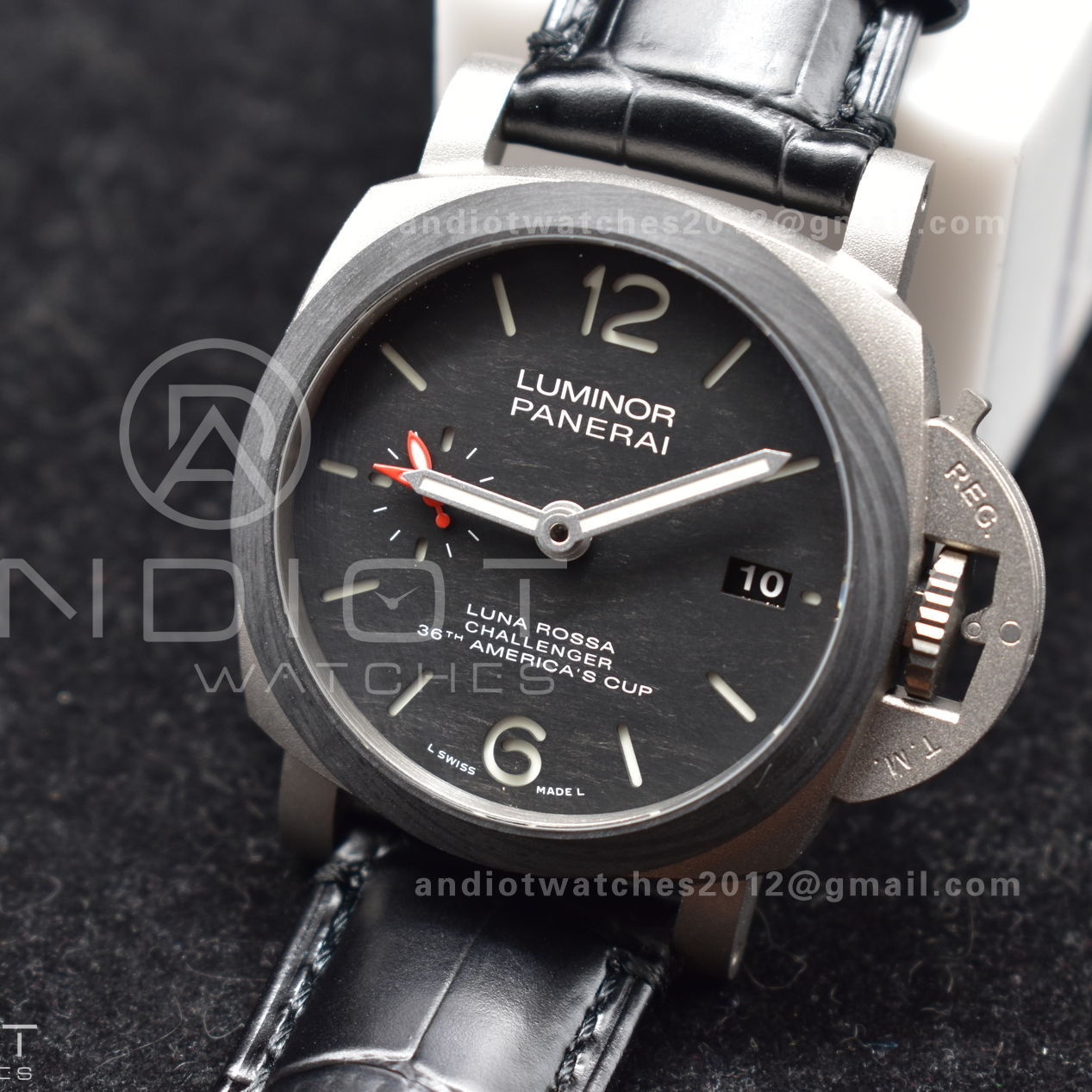 PAM1096 W Luminor GMT 42mm Titanium VSF 1:1 Best Edition Black Dial on Black Leather Strap P.9011 Super Clone